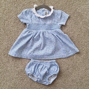 JOJO MAMAN BEBE Floral Cotton Dress & Bloomers Blue 6-12 Months